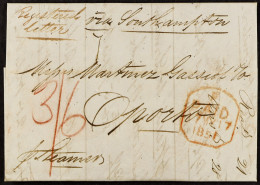 STAMP - 1850 (16th May) A Letter From London To Oporto, Via Southampton, Rates Between A Half And One Ounce Sent Registe - ...-1840 Prephilately