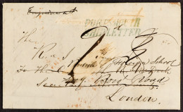STAMP - 1851 (24th May) A Letter With â€˜PORTSMOUTH / SHIP-LETTERâ€™ (Robertson S16) At First Charged â€˜8â€™ But Re-add - ...-1840 Precursori