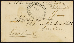 STAMP - 1855 (5th Aug) Envelope From Port Louis, MAURITIUS, To London Via Galle And Southampton, Directed â€˜via Ceylon  - ...-1840 Voorlopers