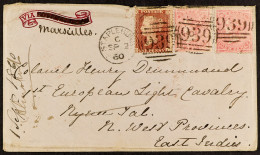 STAMP - 1860 (2nd Sept) Envelope (pre-directed â€˜VIA SOUTHAMPTONâ€™ But This Erased And M/s â€˜Marseillesâ€™ Added) Pre - ...-1840 Préphilatélie