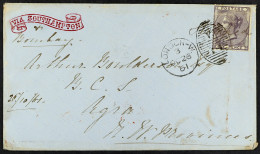 STAMP - 1861 (26th Oct) Envelope Pre-directed â€˜VIA SOUTHAMPTONâ€™ In Red, Paid Sixpence, From London To Agra, North We - ...-1840 Precursori