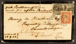 STAMP - 1863 (23rd Sept) Mourning Envelope, Prepaid In INDIA With Eight Annas (a Shilling) With â€˜INDIA PAIDâ€™ In Red, - ...-1840 Vorläufer