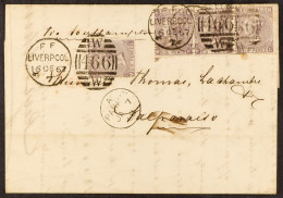 STAMP - 1867 (16th Dec) Letter Paid Two Shillings (4 X 6d) Directed â€˜via Southamptonâ€™ From Liverpool To Panama Thenc - ...-1840 Vorläufer