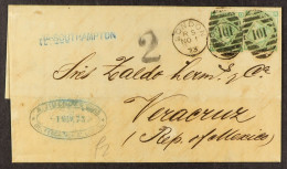 STAMP - 1873 (1st Nov) A Letter With Handstamp â€˜VIA SOUTHAMPTONâ€™ Paid Two Shillings (2 X 1/- Stamps) From London, En - ...-1840 Voorlopers