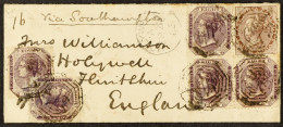 STAMP - 1865 (Aug) A â€˜ladiesâ€™ Envelope From INDIA, Bearing 48 Pies (6 X 8 Pies Stamps - Sixpence) From Calcutta, To  - ...-1840 Prephilately