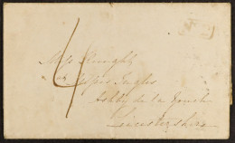 STAMP - 1839 FIRST DAY OF 4D POST 1839 (5 Dec) ELS From To Ashby De La Zouche With Fine Boxed â€œNo. 2â€ Sub Office Han - ...-1840 Vorläufer