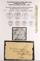 STAMP - LONDON SHIP LETTER - RARE UNRECORDED (?) TYPE 1807 (January) A Lengthy Stampless Letter From Bombay, India To Th - ...-1840 Prephilately