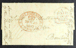 STAMP - LONDON SHIP LETTER 1823 (Oct) Entire Letter Honiton To Bombay, India, With Honiton 159 Mileage Mark, London Tomb - ...-1840 Voorlopers