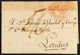 STAMP - PLYMOUTH DOCK SHIP LETTER 1810 (Sept) Entire Letter From Coruna, Spain To London, Showing Red Oval Crown Type 'S - ...-1840 Vorläufer