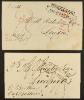 STAMP - PORTSMOUTH SHIP LETTER 1826 (Sept) Wrapper 'via New York Packet' From Philadelphia To London, And 1827 (May) Wra - ...-1840 Prephilately