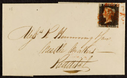 1840 (12 Jun) EL From Birmingham To Redditch (Worcs) Bearing 1d Black 'QE' Plate 1b With 4 Good To Huge Neat Margins, Ti - Ohne Zuordnung