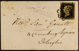 1840 (3 Sept) Small Neat Env Bearing 1d Black 'FD' Plate 1b With 4 Margins Tied By Superb Crisp Black MC Cancellation.Â  - Non Classés