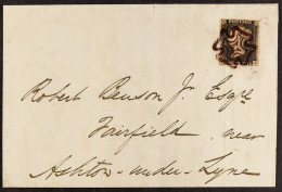 1840 (9 Dec) LS From Manchester To Ashton-under-Lyne Bearing 1d Black FB' Plate 1a With 4 Neat Margins But Creased And T - Unclassified