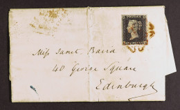 1840 1d Black, Plate 3 'LA', Four Margins And Tied By Double Struck Red Maltese Cross To Feb. 1841 Coutts Bank Letter To - Unclassified