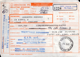 Italia (1992) - Bollettino Pacchi Contrassegno Da San Marino (spedito A Rimini) Per Pallare (SV) - (materiale Didattico) - Postpaketten