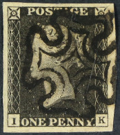 1840 1d Black 'I K' Plate 1b, SG 2, Used With 4 Very Large Margins And Crisp Black Maltese Cross Cancellation. - Unclassified