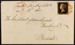 1840 1d Intense Black 'GJ' Plate 5 With 4 Good To Large Margins (small Tear In Left Margin) Tied To 1840 (30 Nov) EL By  - Zonder Classificatie
