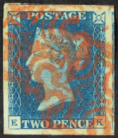 1840 2d Blue 'EK' Plate 2, SG 5, Used With 4 Very Large Margins & Red MC Cancellations. An Exceptionally Large Stamps Sh - Other & Unclassified