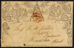 1840 MAY DATE. 1840 (9 May) 1d Black Mulready Envelope Used With Orange Maltese Cross And Very Fine 'MY 9 1840' Cds On R - Other & Unclassified