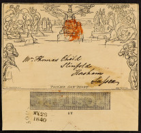 1840 MAY DATE. 1840 (28 May) 1d Black Mulready Letter Sheet Used With Orange Maltese Cross And Very Fine 'MY 28 1840' Cd - Andere & Zonder Classificatie