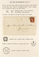 1841 1d Red, Plate 28 (2Â½ Margins), On An Entire Letter To Ipswich, Tied By Clear '3' In Maltese Cross. Cat. Â£450. - Other & Unclassified