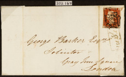 1841 1d Red-brown Imperf Plate 15 With 4 Margins Tied To Part Letter Sheet By Maltese Cross And Full 'MOTTRAM / P.P.', B - Other & Unclassified