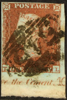 1841 1d Red-brown 'TL' Plate 105 Used 4-margined Example From The LOWER-RIGHT CORNER Of The Sheet Showing Full Lower Sel - Other & Unclassified