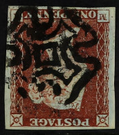 1841 1d Red-brown â€˜MAâ€™ Plate 34 Watermark Inverted, SG 8Wi, Used With 4 Good / Large Margins & Black MC Cancellation - Other & Unclassified