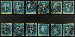 1841 2d Blue Imperfs (12) Cancelled By A Complete Set Of NUMBERS 1 - 12 IN MALTESE CROSS Postmarks, All Nice Clear Strik - Sonstige & Ohne Zuordnung