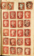 1841-1864 1D REDS Old Used Accumulation In Small Ancient Book, Includes A Few 1d Imperfs, Some 1d Stars But Mostly 1d Pl - Autres & Non Classés