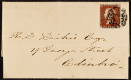 1842 (2 Sept) EL From Leeds To Edinburgh Bearing 1d Red-brown Plate 22 With 4 Good / Huge Margins Tied By Full Leeds Typ - Autres & Non Classés