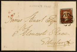 1842 (27 Feb) ELS To Edinburgh Bearing 1d Red-brown Tied By LOCKERBY MALTESE CROSS In The Distinctive Jet Black Ink As N - Autres & Non Classés