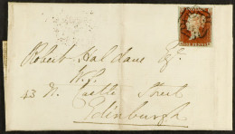 1843 (1 Nov) EL To Edinburgh Bearing 1d Red-brown Imperf With 4 Margins (close One Corner) Tied STIRLING MALTESE CROSS W - Sonstige & Ohne Zuordnung