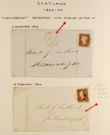 1843/44 Two ELS To The Same Address, Each Bearing 1d Red-brown Imperfs With 4 Margins (one Shows Private Serpentine Roul - Autres & Non Classés