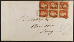 1849 (11 Aug) EL From St Columb To Place House, Fowey (both Cornwall) Bearing A Spectacular BLOCK OF SIX 1d Red-browns ' - Autres & Non Classés