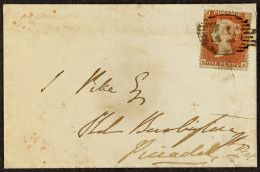 1850 1d Red-brown, Plate 99 ARCHER PERFORATION, On An Envelope Tied By '57' Of Sutton To London, With BPA Certificate St - Sonstige & Ohne Zuordnung