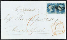 1852 (21 Aug) EL Registered From London To Macclesfield Bearing A Pair Of 1841 2d Blue Imperfs From Plate 4 Tied London  - Other & Unclassified