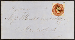 1853 (19 Feb) EL Registered From London To Macclesfield Endorsed â€œ10â€ With 10d Brown (die 2) Embossed Stamp Alongsid - Other & Unclassified