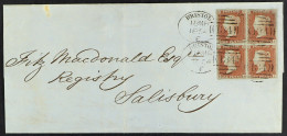 1854 (18 Mar) EL From Bristol To Salisbury Bearing An 1841 1d Red-brown 'EH-FI' BLOCK OF FOUR Imperfs (plate 170) With 4 - Sonstige & Ohne Zuordnung