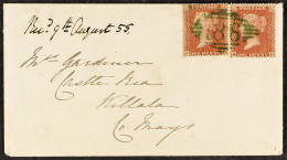 1855 (8 Aug) Env From Dublin To Killala With Two 1d Red-brown Perf 16 Stamps Tied By A Single Strike Of An Upright '186' - Sonstige & Ohne Zuordnung