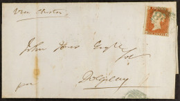 1859 (26 Sept) EL â€˜via Chesterâ€™ From Port Madoc To Dolgelley Bearing 1d Red-brown Plate 95 Imperf With 4 Large / Hug - Sonstige & Ohne Zuordnung