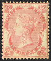 1862-64 3d Pale Carmine-rose Small Corner Letters, SG 77, Unused No Gum. Cat Â£2700. - Autres & Non Classés