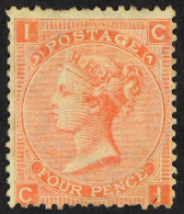 1865-67 4d Dull VermillionÂ  Plate 7, Wmk Large Garter, SG 93, Mint Part OG, Perf Faults. Cat Â£650. - Other & Unclassified