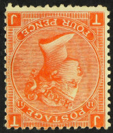 1865-67 4d Deep Vermillion Plate 11, Wmk Large Garter Inverted, SG 95Wi, Mint Part OG, Couple Short Perfs. Cat Â£575. - Other & Unclassified