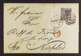 1868 (July) Entire Letter Manchester To Naples, Bearing Single 6d Plate 6, SG 97, Tied '498' Duplex. - Other & Unclassified