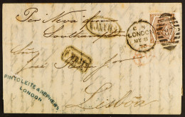 1873 (8 May) EL From London To Lisbon, Portugal Bearing 6d Chestnut (plate 11) SG 122a, Nice Range Of Postal Markings. - Andere & Zonder Classificatie