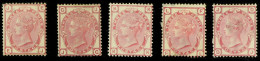 1873-80 3d Rose, Wmk Spray (5) Plates 15 To 19 Complete (SG 143/144) Mint Chiefly No Gum, Minor Faults. Cat Â£2400. - Sonstige & Ohne Zuordnung