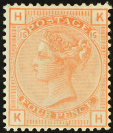 1873-80 4d Vermilion Plate 15, Wmk Large Garter, SG 152, Mint Part OG. Fresh, Cat Â£3000. - Autres & Non Classés