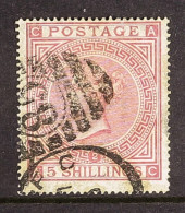 1874 5s Rose Plate 2, SG 127, Good Colour And Neatly Cancelled, Small Thin. Cat. Â£1500. - Autres & Non Classés
