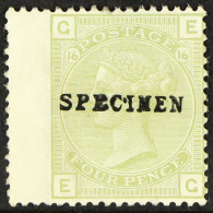 1877 4d Sage-green Plate 16, Overprinted 'SPECIMEN', SG 153s, Mint With Part Gum. Cat. Â£350. - Sonstige & Ohne Zuordnung